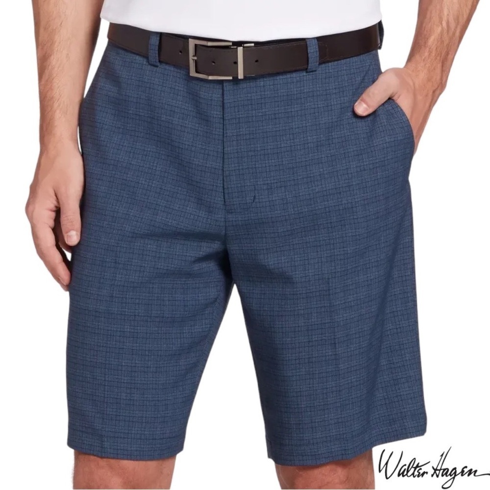 Walter Hagen Men's sz 34 Performance 11 Majors Tonal Plaid 10" Golf Shorts